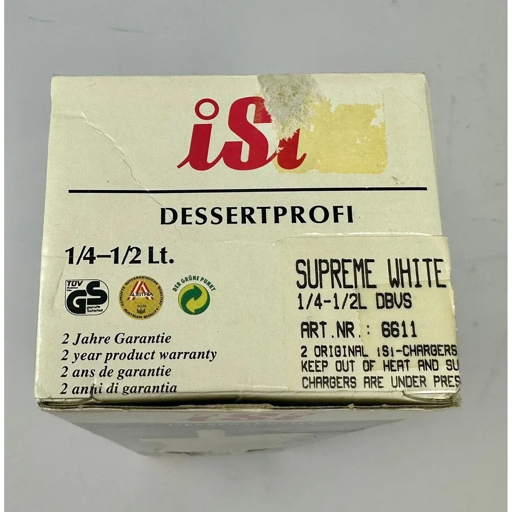 NEW! iSi Dessertprofi Supreme White Whipped Cream Dessert Maker 6611 Austria B2